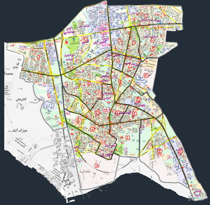 نقشه کامل منطقه ۲۰ شهرداری تهران