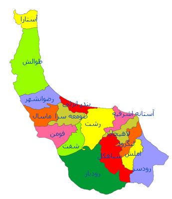 نقشه جی ای اس استان گیلان